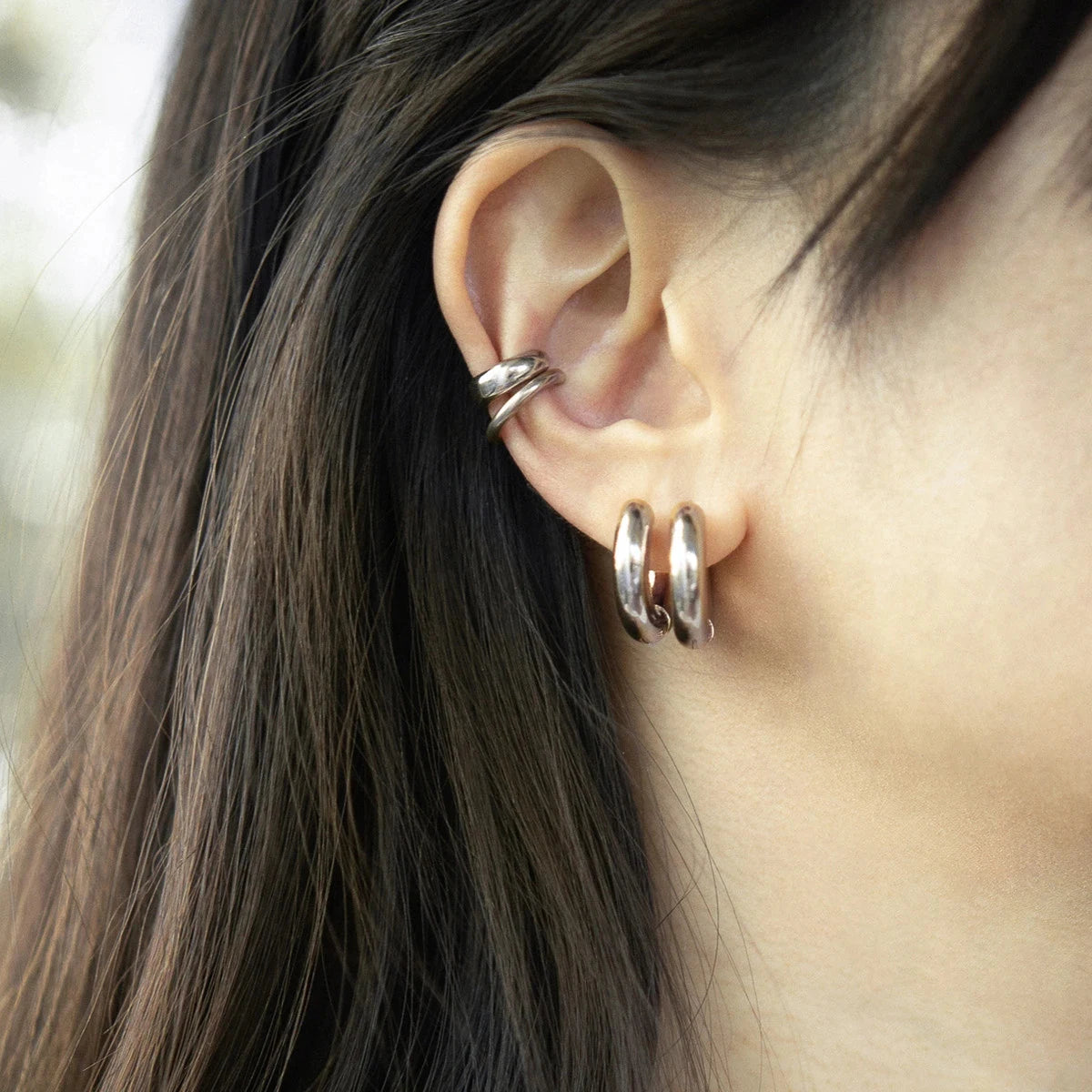 20mm Stainless Steel Hoop Earrings for Women Smooth Metal Round Chunky Ear Buckle Huggie Earrings Jewelry Accessories Wholesale
