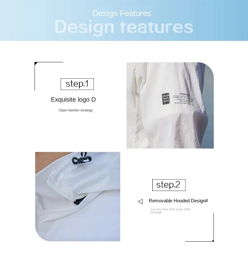 Summer Ultra-thin Jacket Men's Fishing Waterproof Ice Silk Quick-drying Skin Windbreaker Casual Camping Sunscreen Hooded Coat