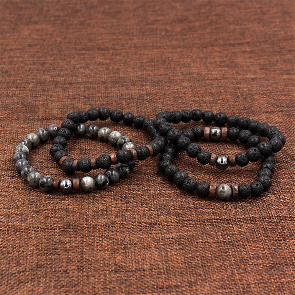 Volcanic Stone Bracelet for Men Lava Wooden Beads Bracelet Tibetan Buddha Wrist Chain Women Men Jewelry Gift New Bracelets