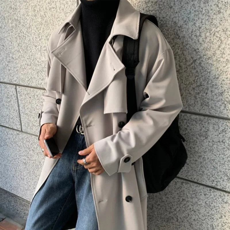 トレンチコート メンズ 新作 ロングトレンチ 韓国 メンズファッション オーバーコート 男性 ウィンドブレーカー ストリートウェア メンズコート アウターウェア 衣類