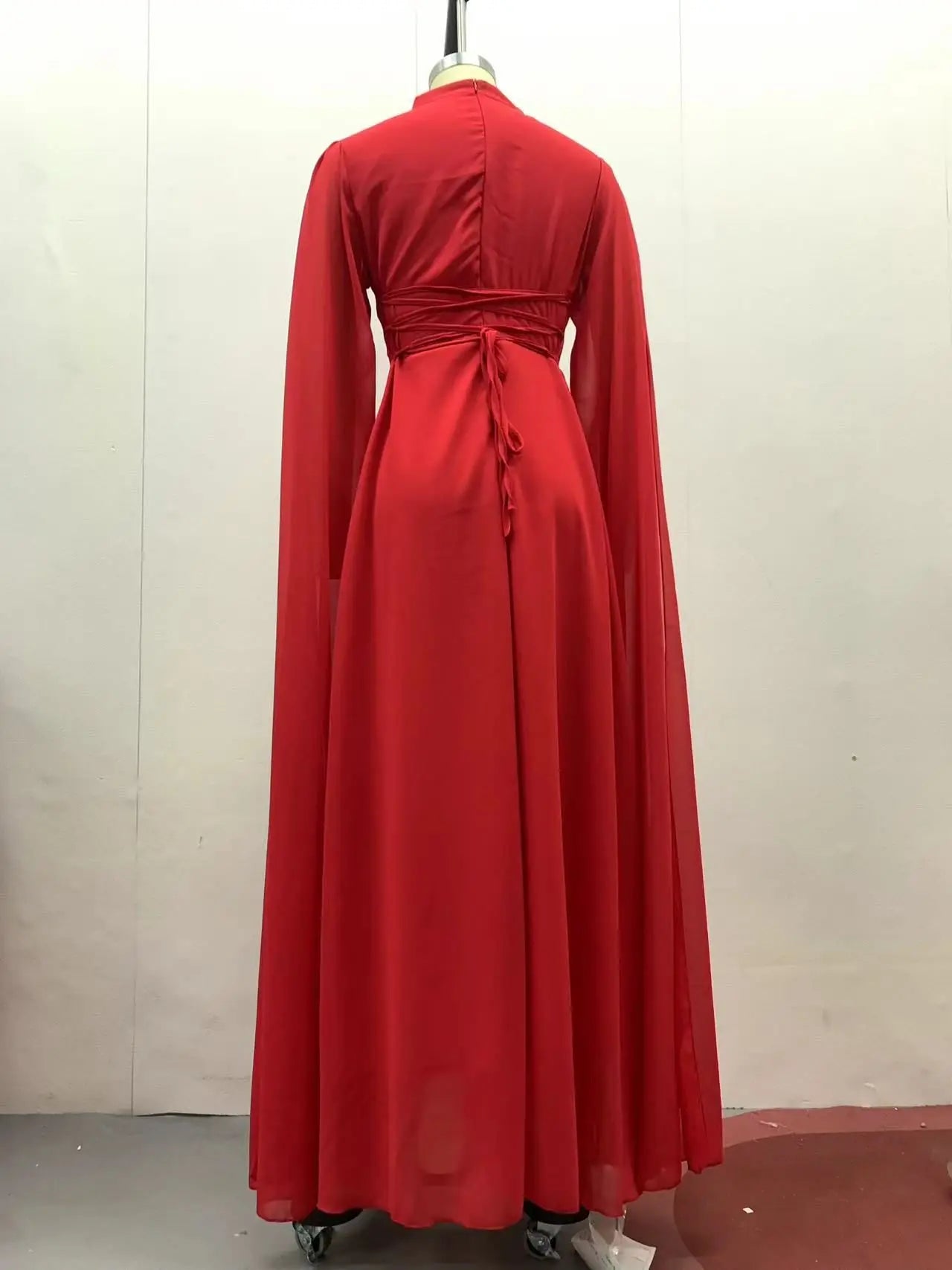 Party Dresses Women Long Dress Round Collar Solid Color Lace Up Tight Waist A Line 2025 Female Vestidos Temperament Maxi Gown