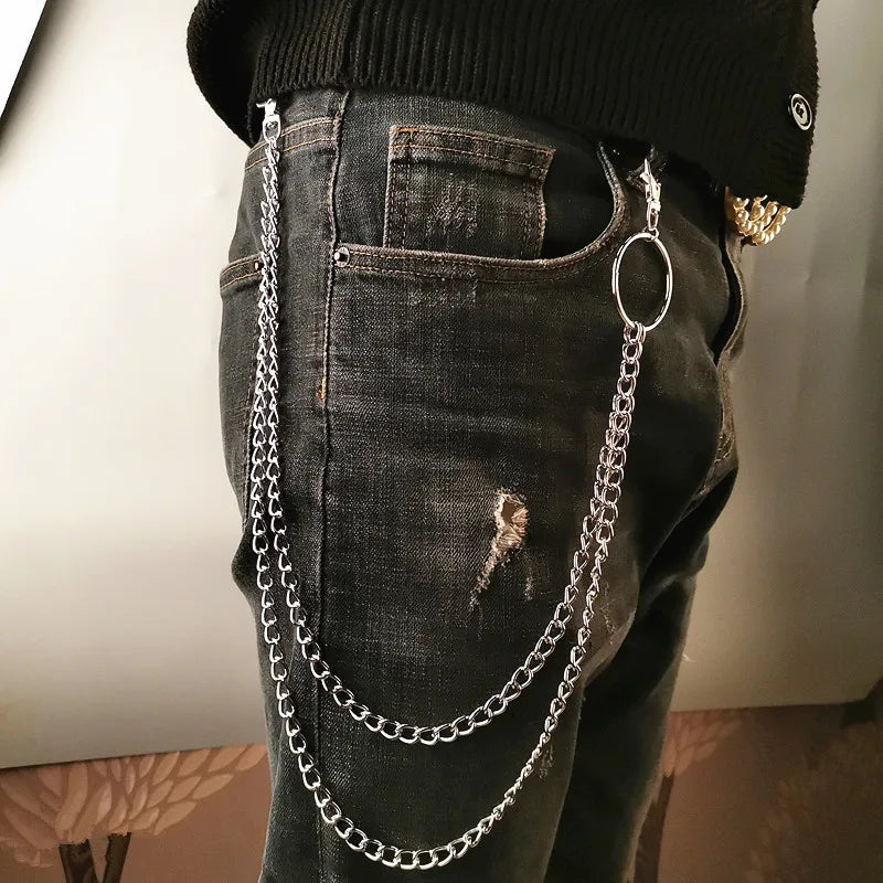 メタルベルトチェーン ヒップホップ ロック パンク フック ズボン パンツ ウエストリンク メタルウォレットチェーン キーチェーン リング クリップ キーリング ジュエリー