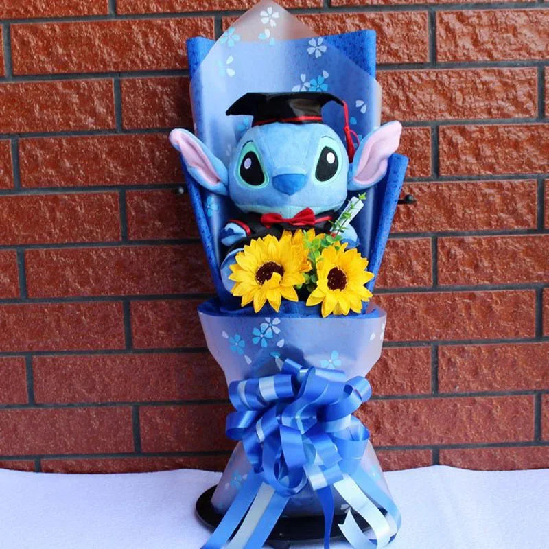 Disney Mickey Minnie Mouse Flower Bouquet Cartoon Lilo Stitch Donald Duck Daisy Plush Toy Doll Bouquet Birthday Valentine Gift