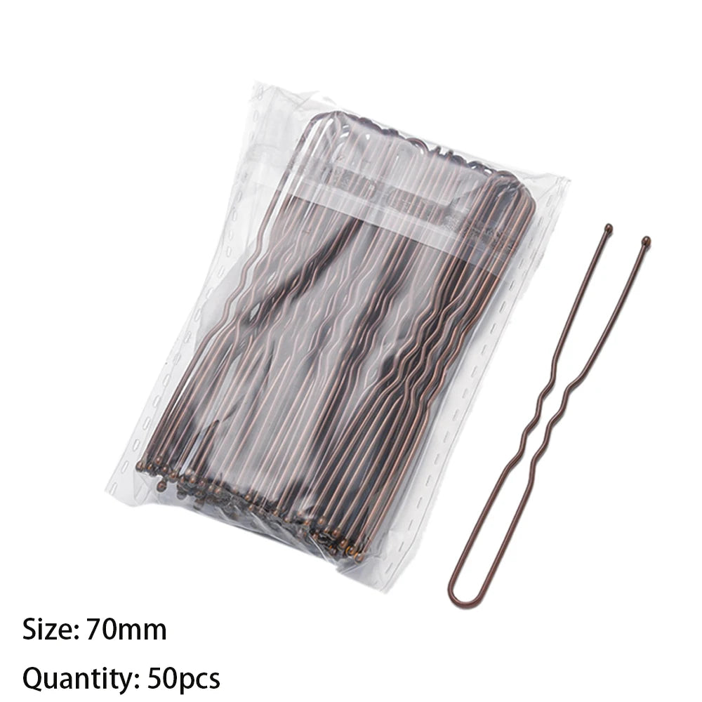 50pcs 50/60/70mm Hair Pin And Clips U Shape For Headpiece Women Girls Hairpins Accessories Bride Wedding Head Jewelry Decoration