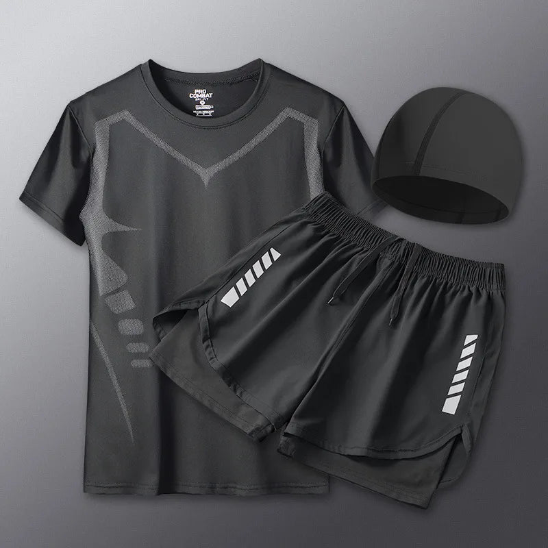 2025 Summer Men's 1-2 Piece Suits Separates Swimsuit Set Anti Embarrassment Swimming Trunks Surfing Beach Wear Sports Clothes
