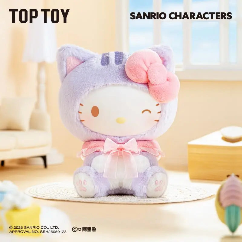 Toptoy Genuine Sanrio Family Cute Cat Series Hello Kitty Kuromi Melody Cinnamoroll Pompompompompurin Anime Blind Box Toy Gift