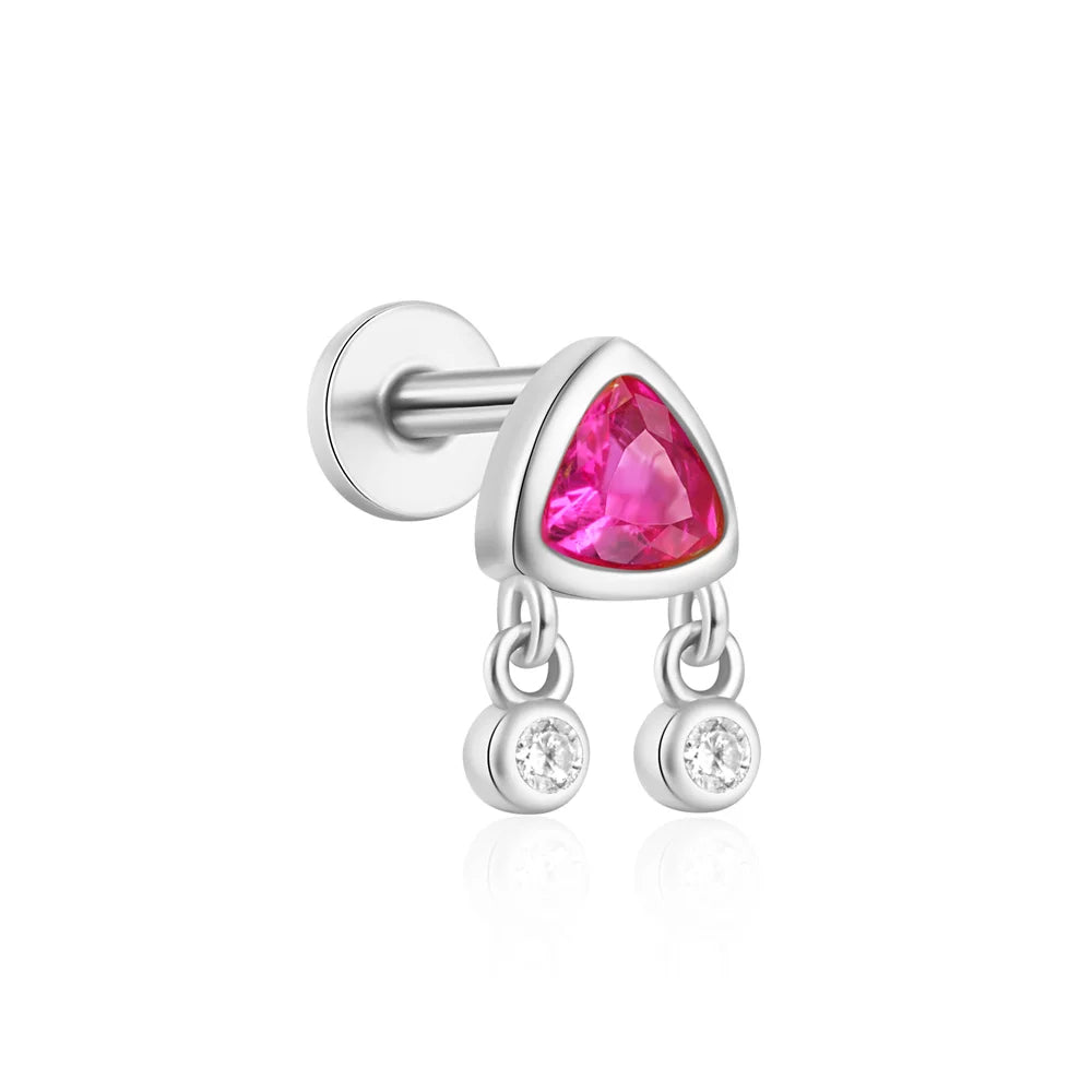 Aide 925 Sterling Silver 1pc Geometry Multi Piercing Stud Earrings For Women K Gold Simple Elegant Tassel Jewelry Gift Pendiente