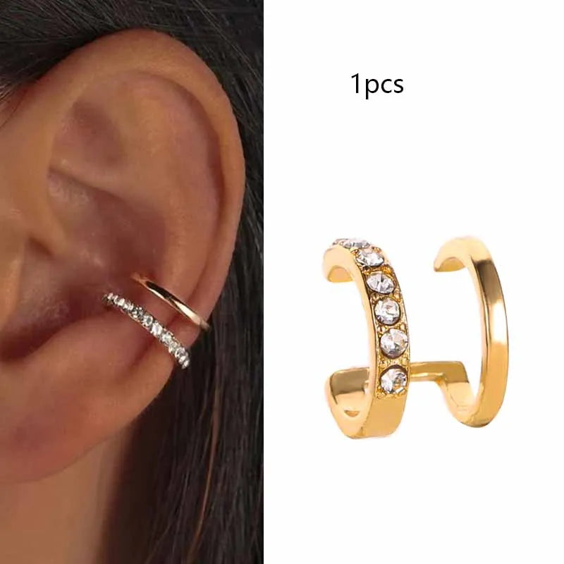 Silver Color Leaves Clip Earrings for Women Men Creative Simple C Ear Cuff Non-Piercing Ear Ear Clip Set Trend Jewelry Gift