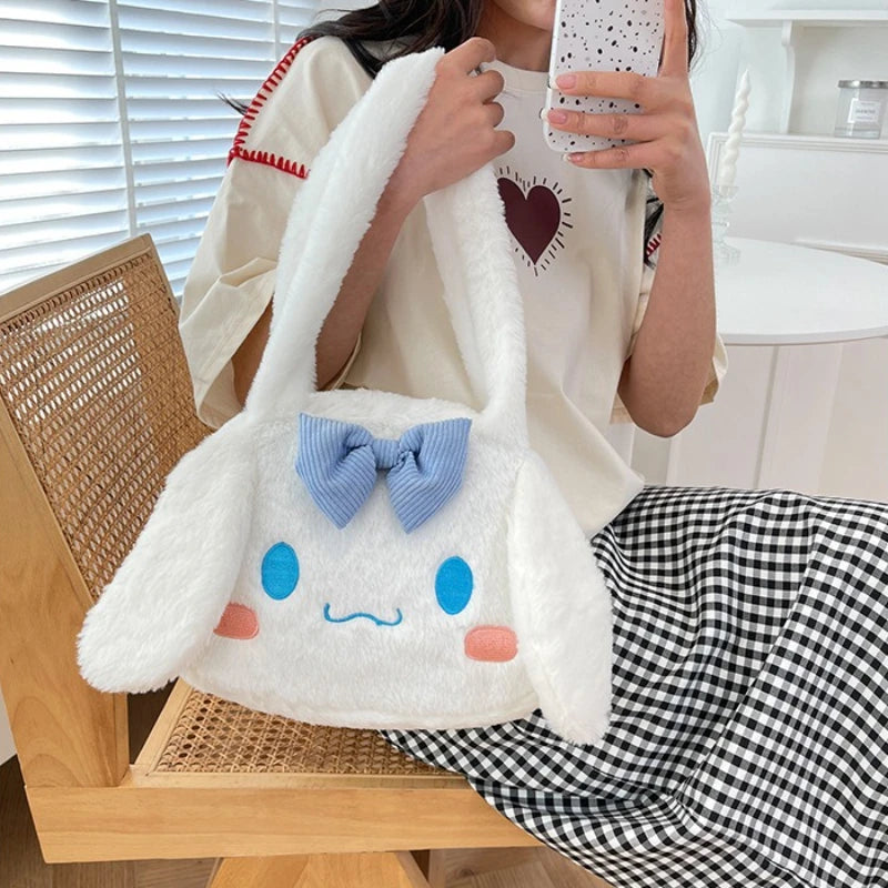 Sanrio New Model Cartoon Cute Kuromi Large-capacity Shoulder Bag Cinnamoroll Hand-held Underarm Bag Daily Match Girl Gift