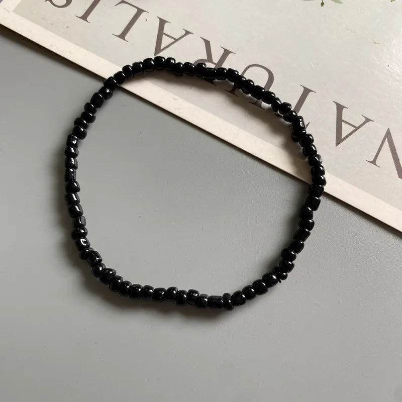 女性用ホワイトアンクレット、カラフルなファッションガール、小さなシードビーズフットブレスレット、イエローボヘミアンアンクレット、ギフトジュエリー