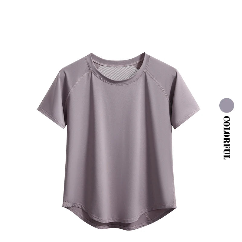 DRUR ヨガトップス スポーツウェア レディース ジムシャツ 通気性 速乾 半袖 ワークアウト Tシャツ ジョガー ランニング Tシャツ ヨガウェア 新作