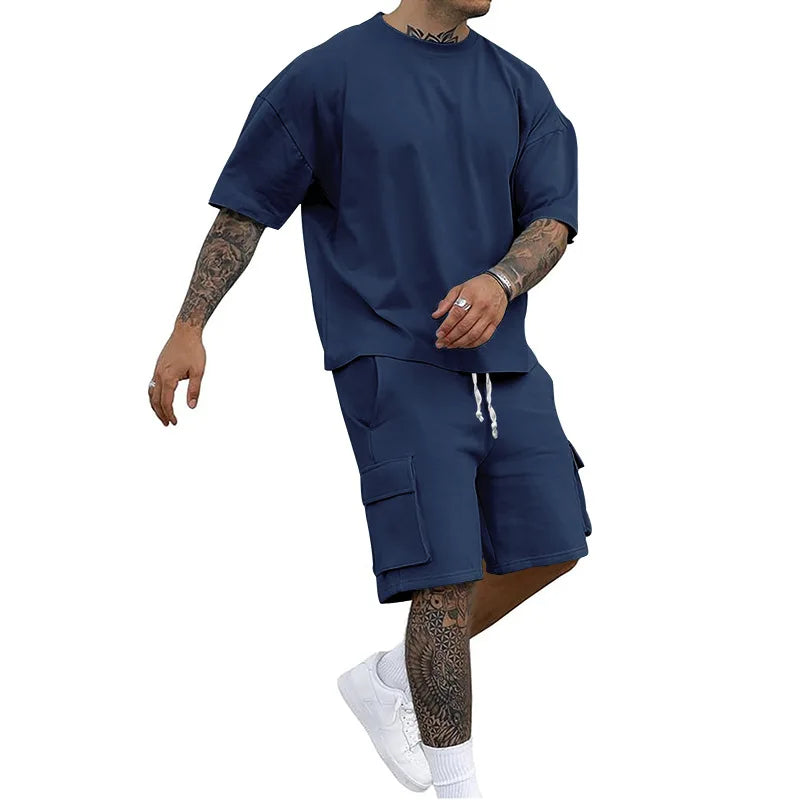 New men's casual sportswear set in 2025, including a stylish T-shirt and a pair of work-style shorts deportes entretenimiento