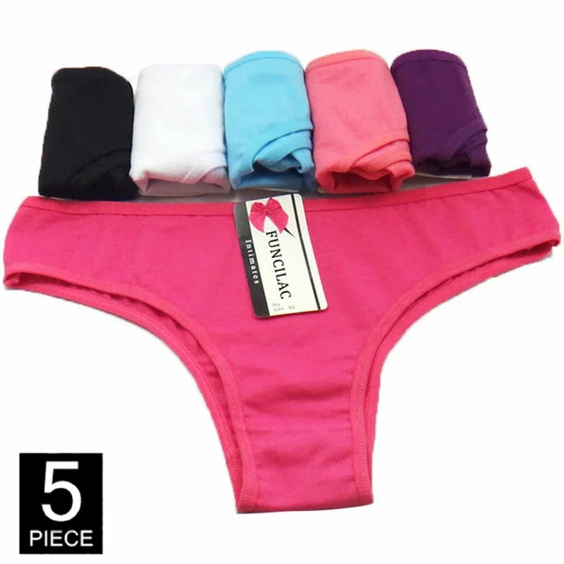 Women Underwear Cotton Sexy Everyday Ladies Girls Panties Plus Size Briefs Intimates Lingerie Knickers 5 Pcs/set