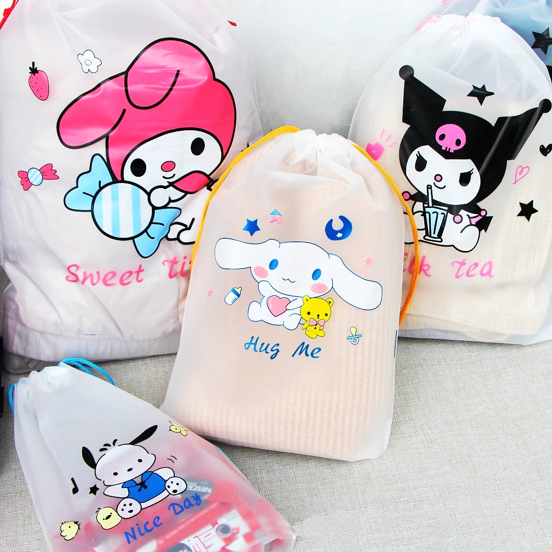 4pcs/set Sanrio Storage Bag Kuromi Closet Organizer Cute Home Travel Portable Bag Waterproof Pocket Clothing Classified Draw Bag