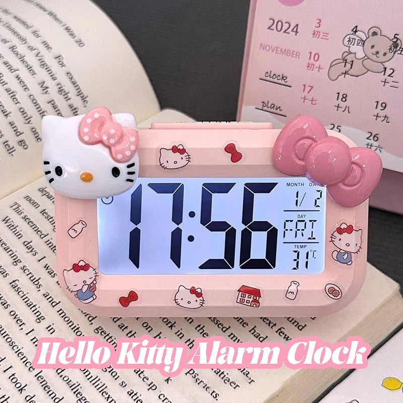 Hello Kitty Mini Night Light Alarm Clock Cute Timer Multi Functional Portable Desk Clock Birthday Gift Holiday Gift