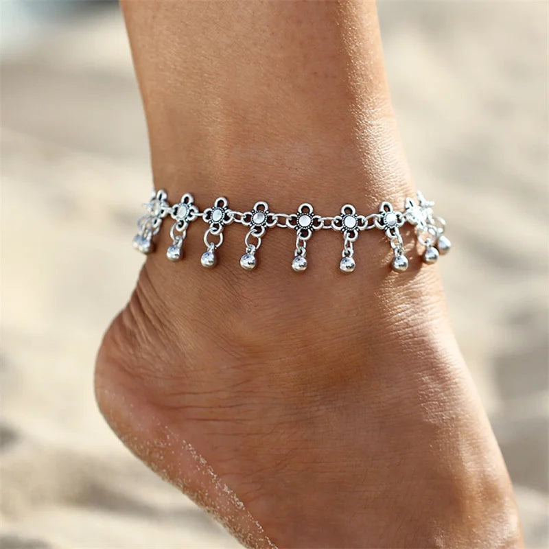 2/3pcs/set Beach Anklets for Women Pearl Beads Sunflower Pendants Foot Chains Bohemian Foot Accessories Summer Barefoot Chain