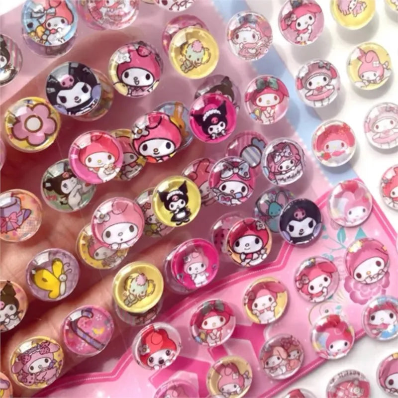 Sanrio My Melody Gemstone Stickers For Kids Cartoon 98 3D Diamond Sticker Kuromi Hello Kitty long card Child&Girls Cute Toy Gift