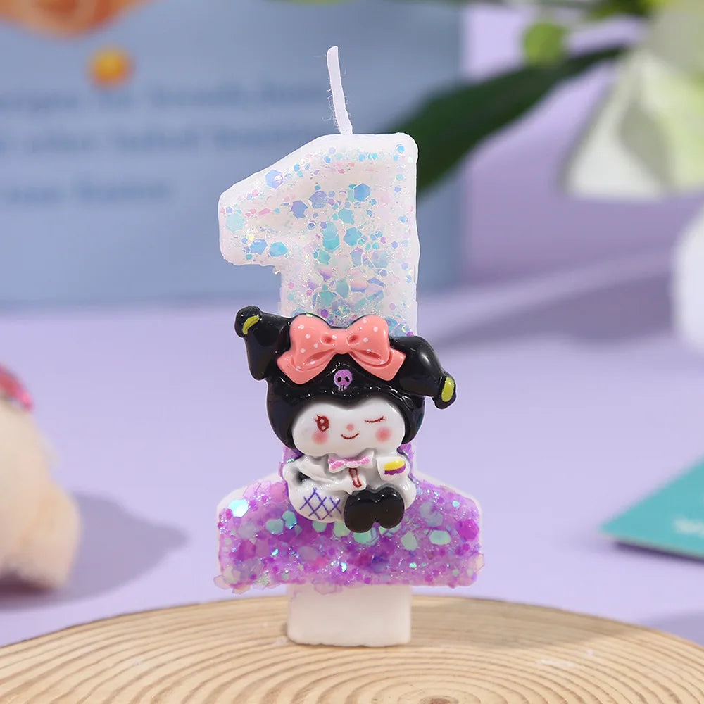 Kawaii Kuromi Birthday Candle Sanrio Purple 0-9 number Candles Birthday Cake Decoration Anniversary Party Candles Scene supplies