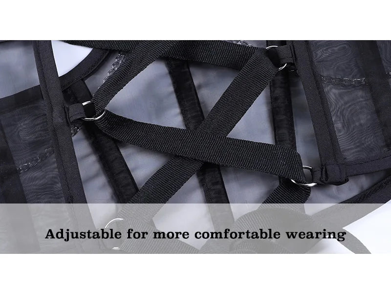 Sexy Corset Underbust Punk Metal Chain Black Women Top Curve Shaper Strap Slimming High Waist Belt Lace Bustiers