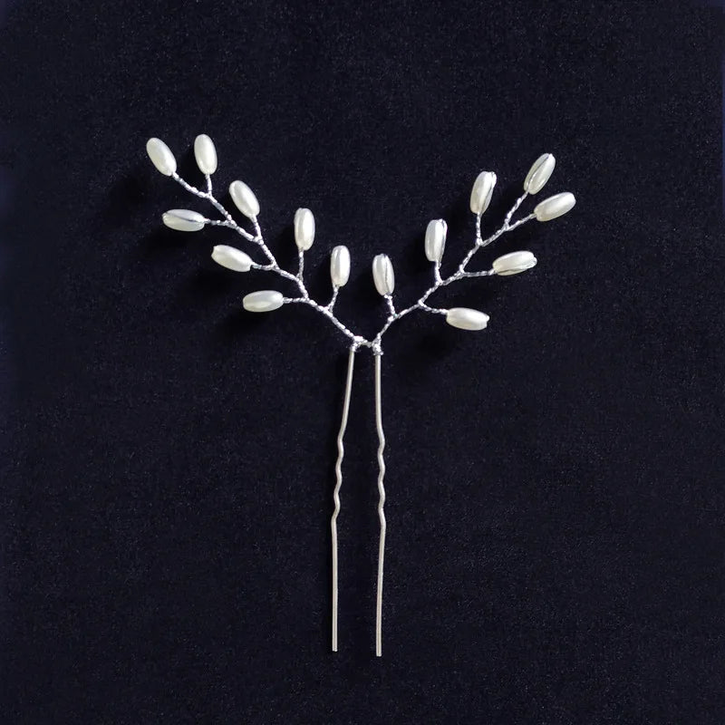 Bridal Wedding Hair Accessories Rhinestone Hair Pins Forks for Women Pearl Hairpins Bride Headpiece Party Jewelry Gift Dropship