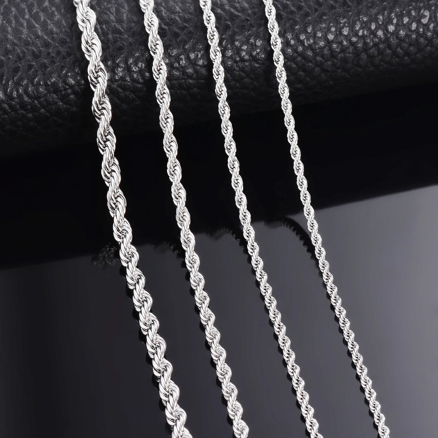 925スターリングシルバー幅2mm/3mm/4mmロープチェーンネックレス/ブレスレットメンズレディースメンズファッションチェーンネックレス1個
