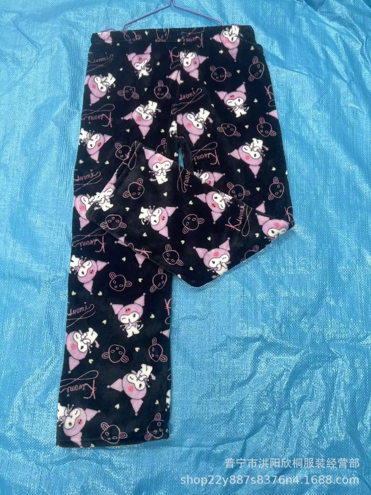 2024 New Sanrio Hello Kitty Kuromi Flannel Pajamas Warm Pants Female Winter Fleece Casual Homewear Pants Leisure Wear Girl Gift