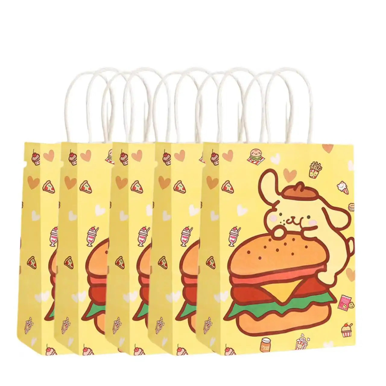 2/4/6/12/20pcs Sanrio Series Kuromi 21x15x8cm Kraft Paper Bag Anime Cartoon Print Children Party Supplies Candy Gift Bag Handbag