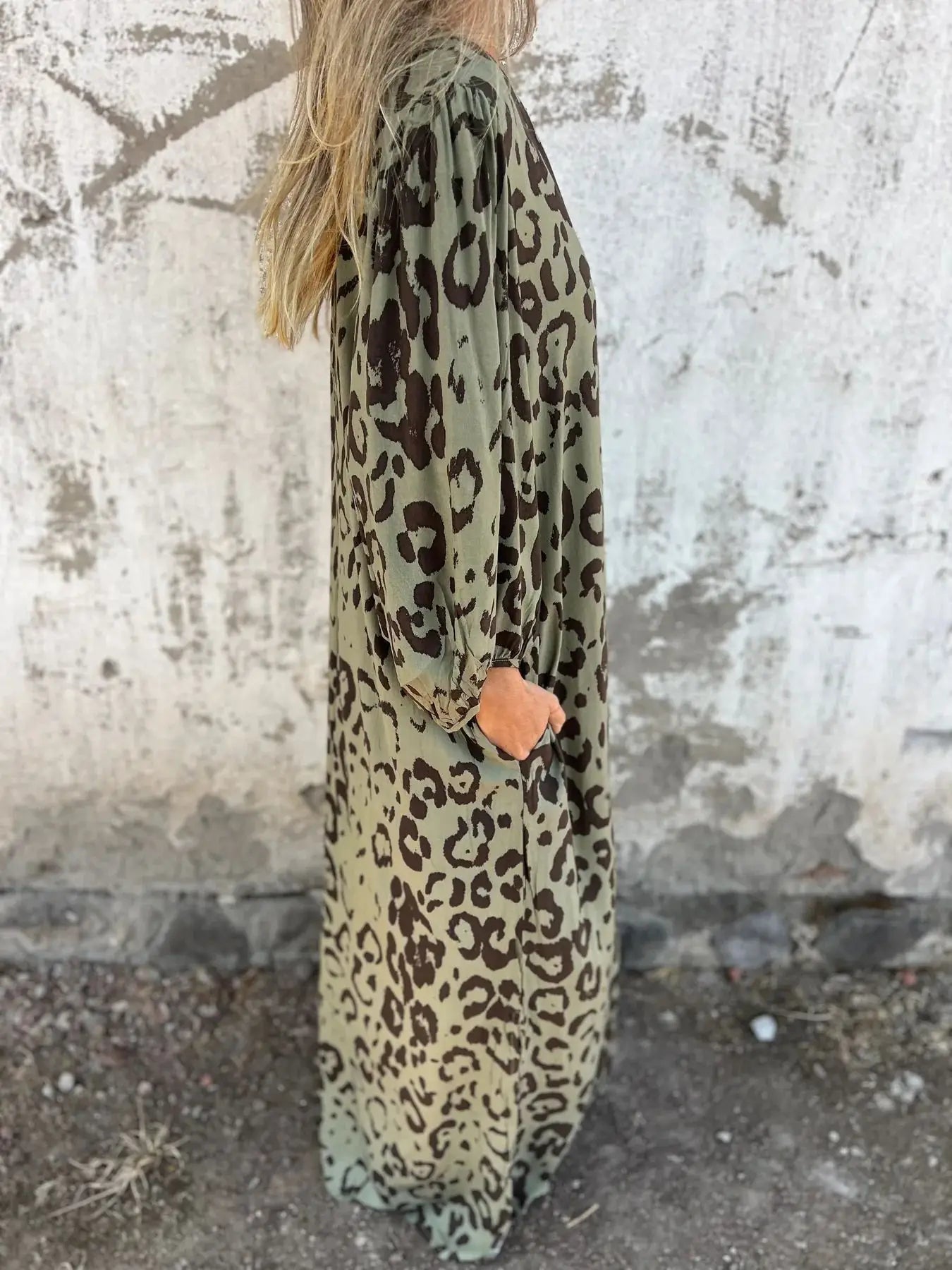 Women Sexy V-Neck Maxi Dresses Summer Bohemian Short Sleeve Leopard Print Long Dress Female Vintage Holiday Beach Cover Up Robe