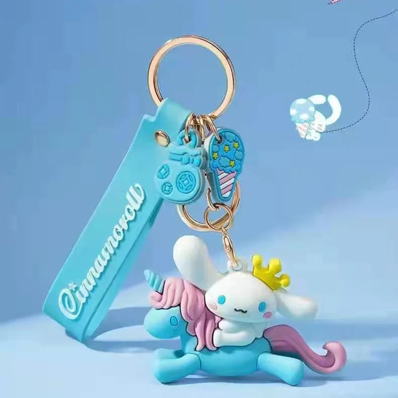 Sanrio Cute Girl Keychain Bag Pendant Pink Kuromi Melody Cinnamoroll Car Key Sanrio Accessories Set Ring Backpack Holiday Gifts