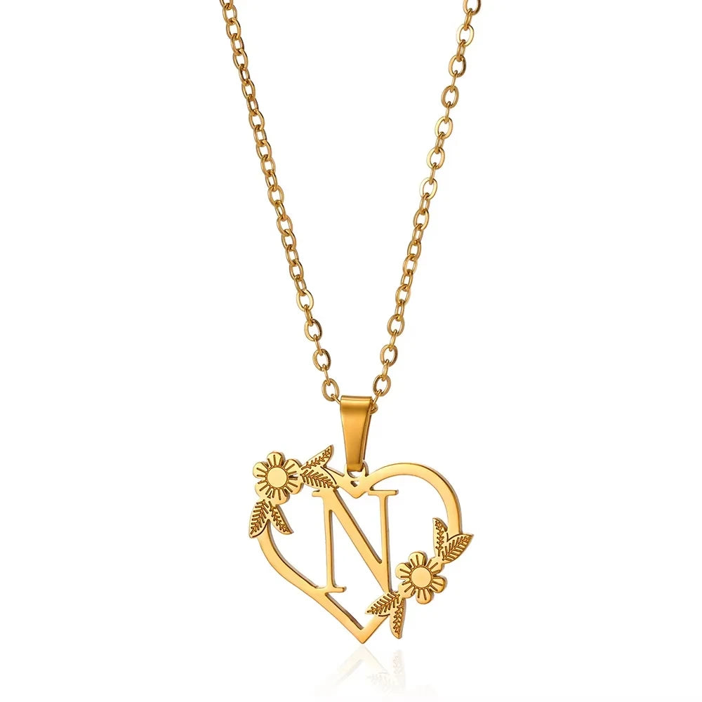 Initial Letter Stainless Steel Pendant Necklace for Women Fashion Gold Color Chain A-Z Alphabet Clavicle Necklaces Jewelry Gift