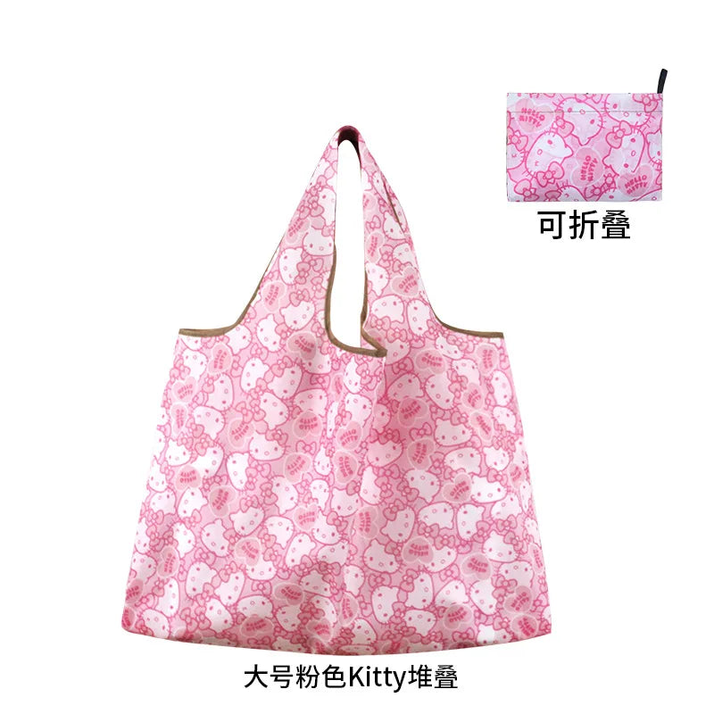 New Hello Kitty Supermarket Shopping Bag Large Capacity Bag Cartoon kuromi Portable Foldable Cloth Bag Shoulder Bag