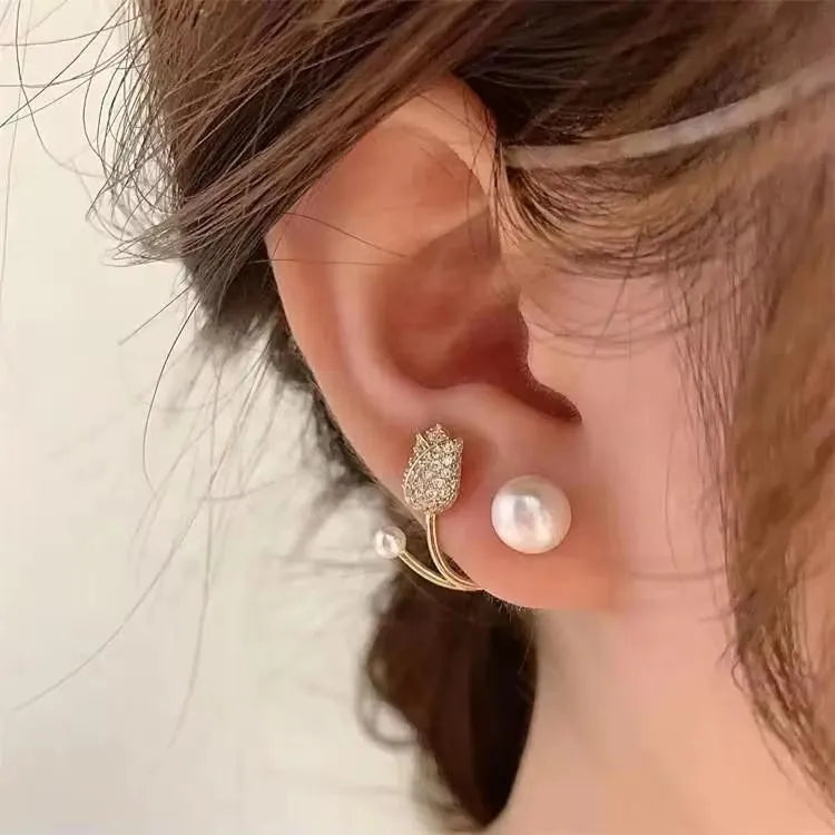 925 Silver Needle Korean Fashion Zircon Geometric Earrings For Women Jewelry 2025 Trending Luxury Crystal Cross Stud Earrings