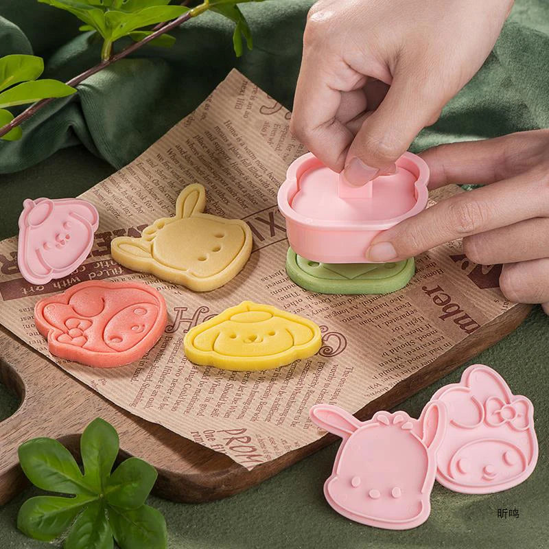 Sanrio Cookie Mold Hello Kitty Kuromi Snoopy Pikachu Cartoon 3D Fruit Cutter Model Toys Kitchen Party Baking Tools Accessories