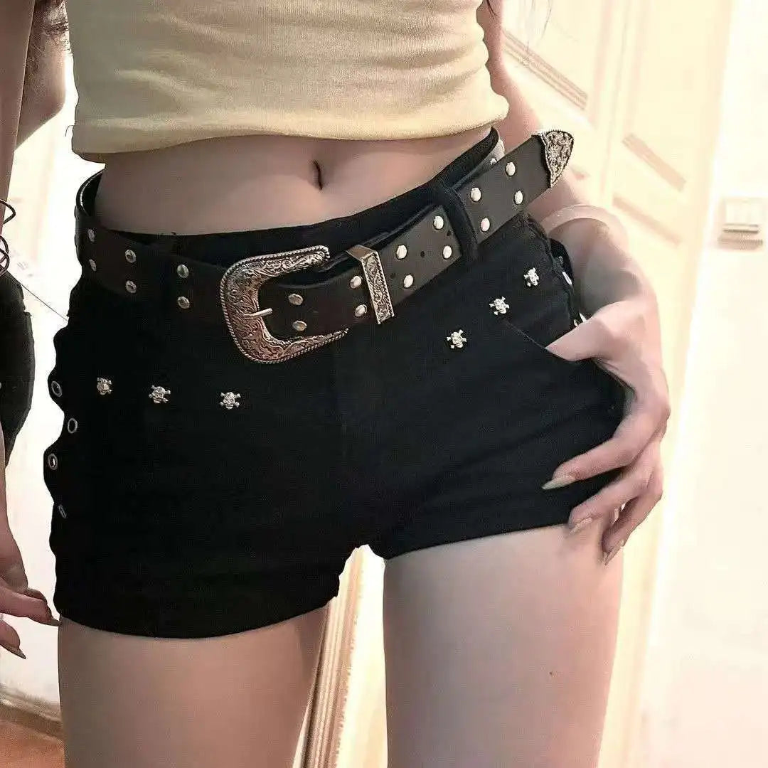 High Street Sexy Mini Denim Shorts Women Low Waist Streetwear Hot Pants Y2k Patchwork Slim American Style Jeans Shorts