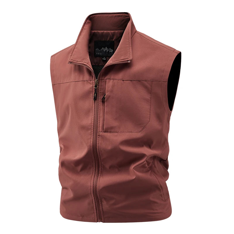 Men Outdoor Cargo Breathable Sleeveless Vest Mens Tactic Casual Fish Vests Coats Man Pockets Sport Loose Cardigan Vest Waistcoat