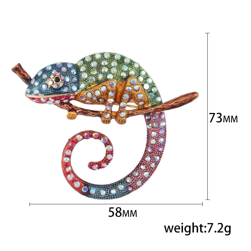 Rhinestone Chameleon Brooch for Women Unisex Enamel Lizard Pin Banquet Party Backpack Gifts Jewelry Accessories