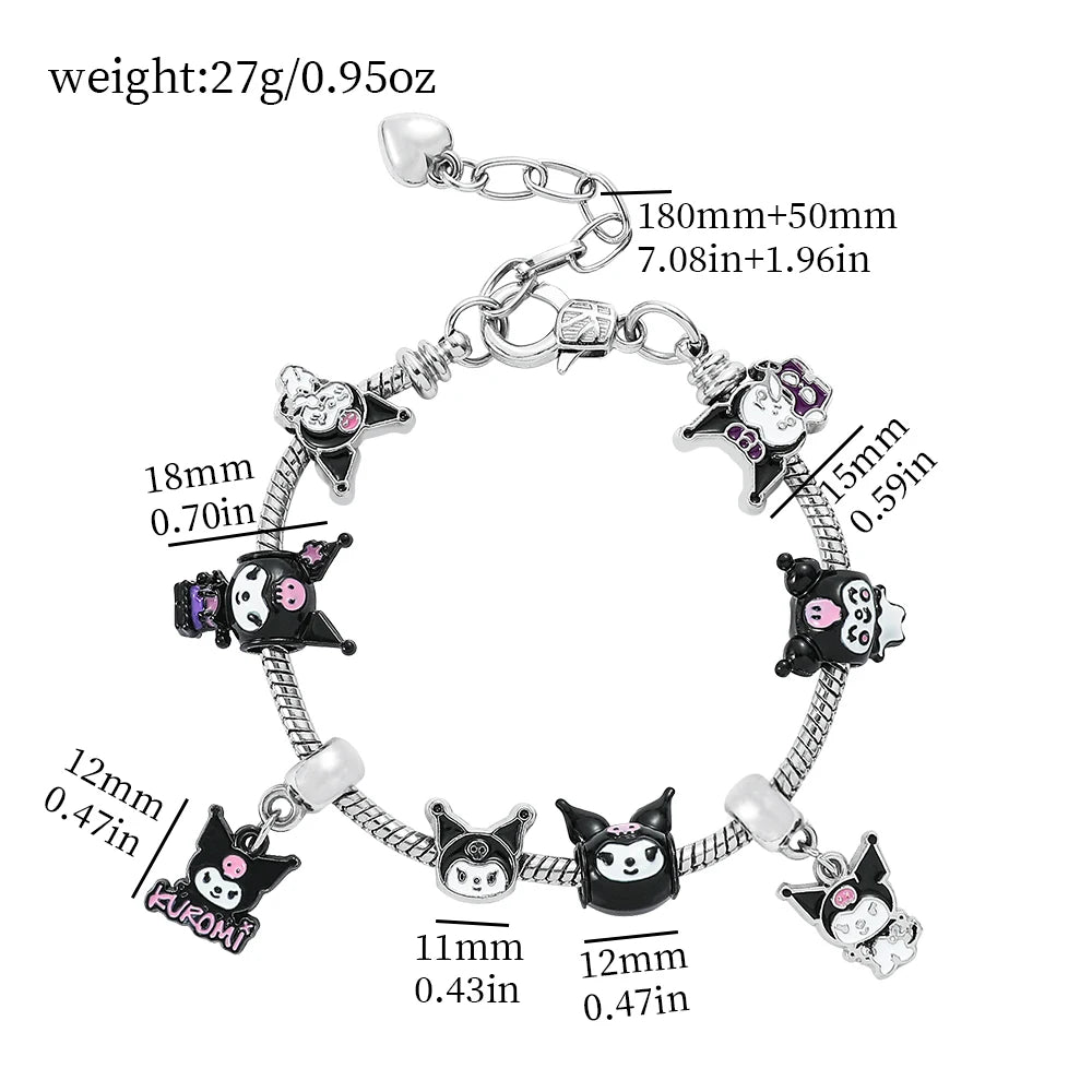 Sanrio Cute Kuromi Popular DIY String Accessory Bracelet Anime Characters Kuromi Kawaii String Bracelet for Best Girlfriend Gift