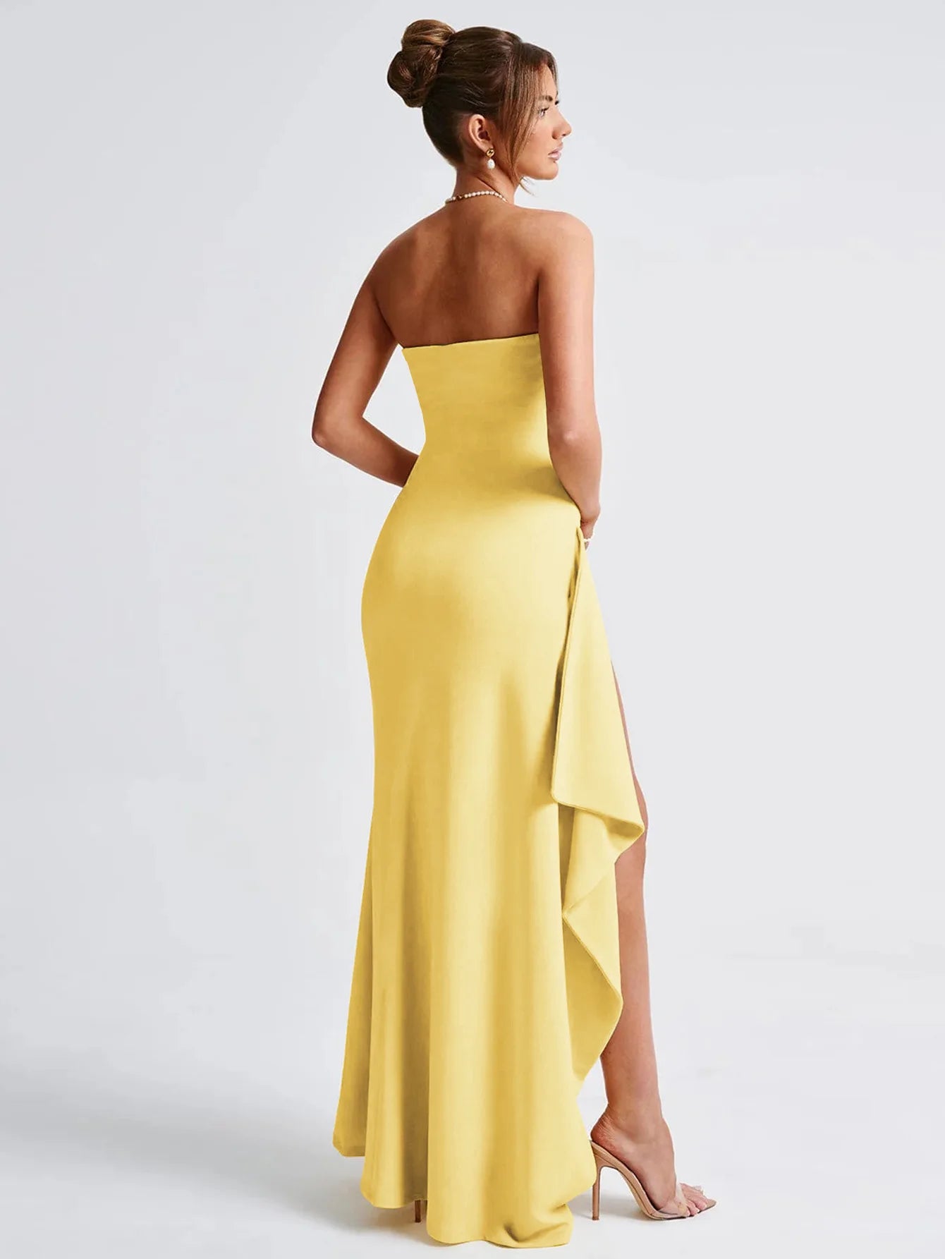 Giyu Sexy Club Evening Party Dresses Women 2025 Summer Slash Neck Backless Ruffles Split Maxi Long Dress Elegant Bodycon Robe