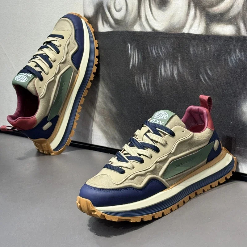 メンズスニーカーシューズ、男性用プラットフォームスポーツシューズ、スポーツとレジャー、カジュアルスニーカー、滑り止め、ファッション、耐摩耗性、ローファー