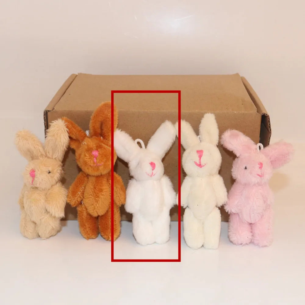 10個 ミニ 6cm ジョイント ウサギ 小さなぬいぐるみ 人形 衣類・ヘアアクセサリー 装飾 ぬいぐるみ 人形