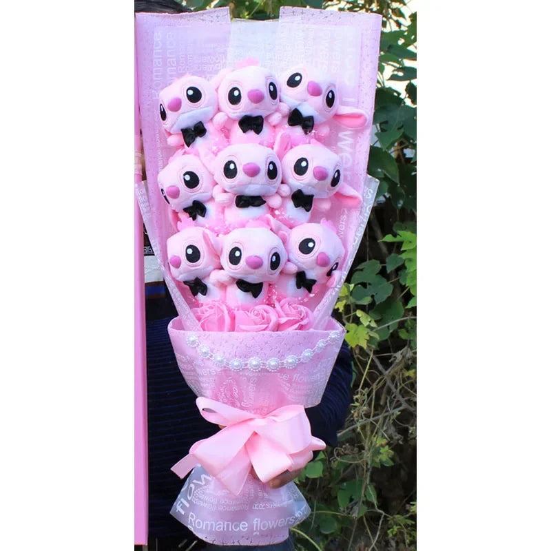 Disney Mickey Minnie Mouse Flower Bouquet Cartoon Lilo Stitch Donald Duck Daisy Plush Toy Doll Bouquet Birthday Valentine Gift