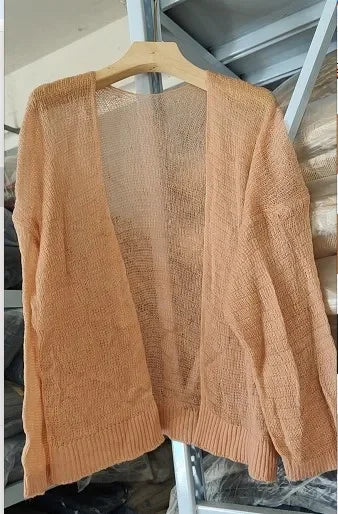 Women's Y2K Korean Cropped Cardigan - Loose Knit Summer Cover-Up for Beach Outfits & Casual Layers