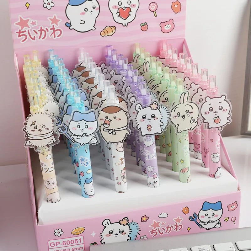 1/6/18Pcs Cute Chiikawa Hachiware Usagi Cartoon Animes Character Patch Press Pen 0.5mm Gel Pen Student Stationery Supplies Gifts