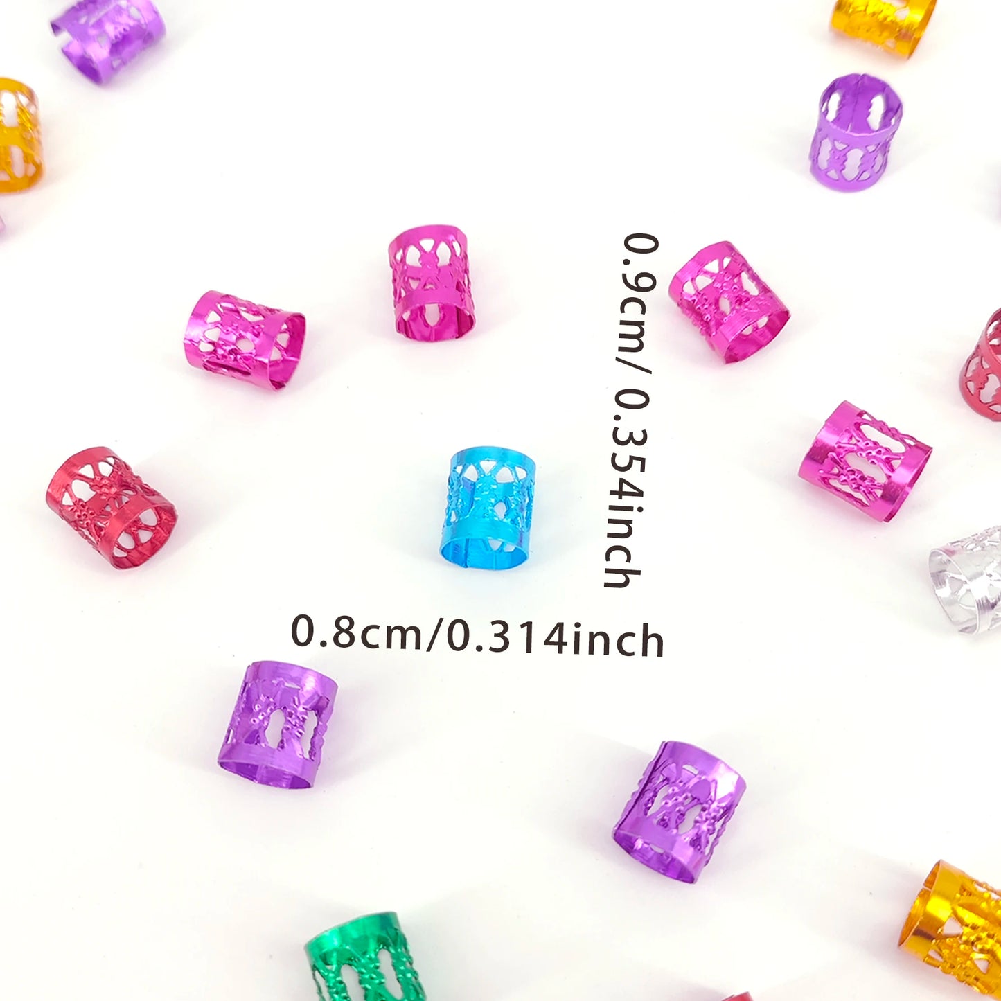 100Pcs multicolour Hair Jewelry for Braids Dreadlocks Beads Hair Rings Hair Clips Adjustable Metal Cuffs for Hair Accessories