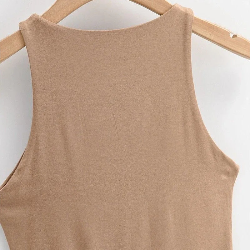 Tanks Tops Women American Skinny Basic Sleeveless Ladies Summer Solid Simple All-match Casual Sexy O-neck Streetwear Clothing