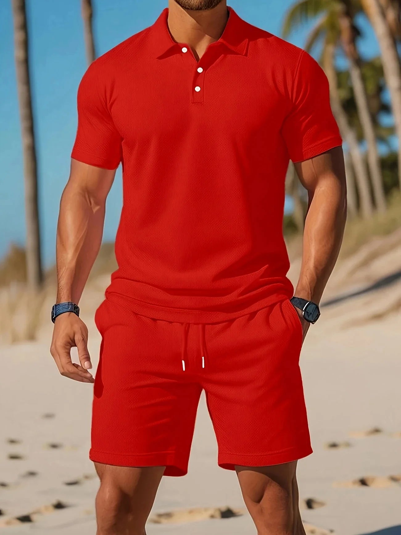 Mens premium two-piece summer shorts and polo shirt T-shirt,suitable for daily wear and beach leisure outdoorsports3D printedset