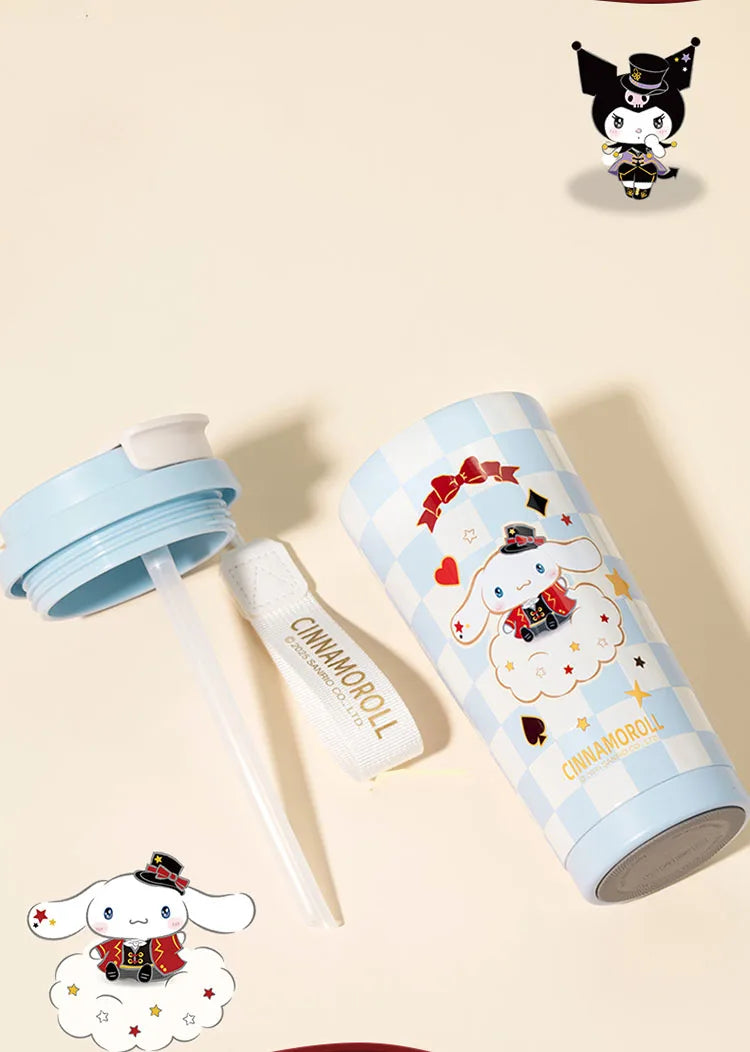 Sanrio Kuromi Portable 316 Stainless Steel Tumbler Thermos For Coffee Insulated Cup Cold and Hot Sports Water Bottle with Straw
