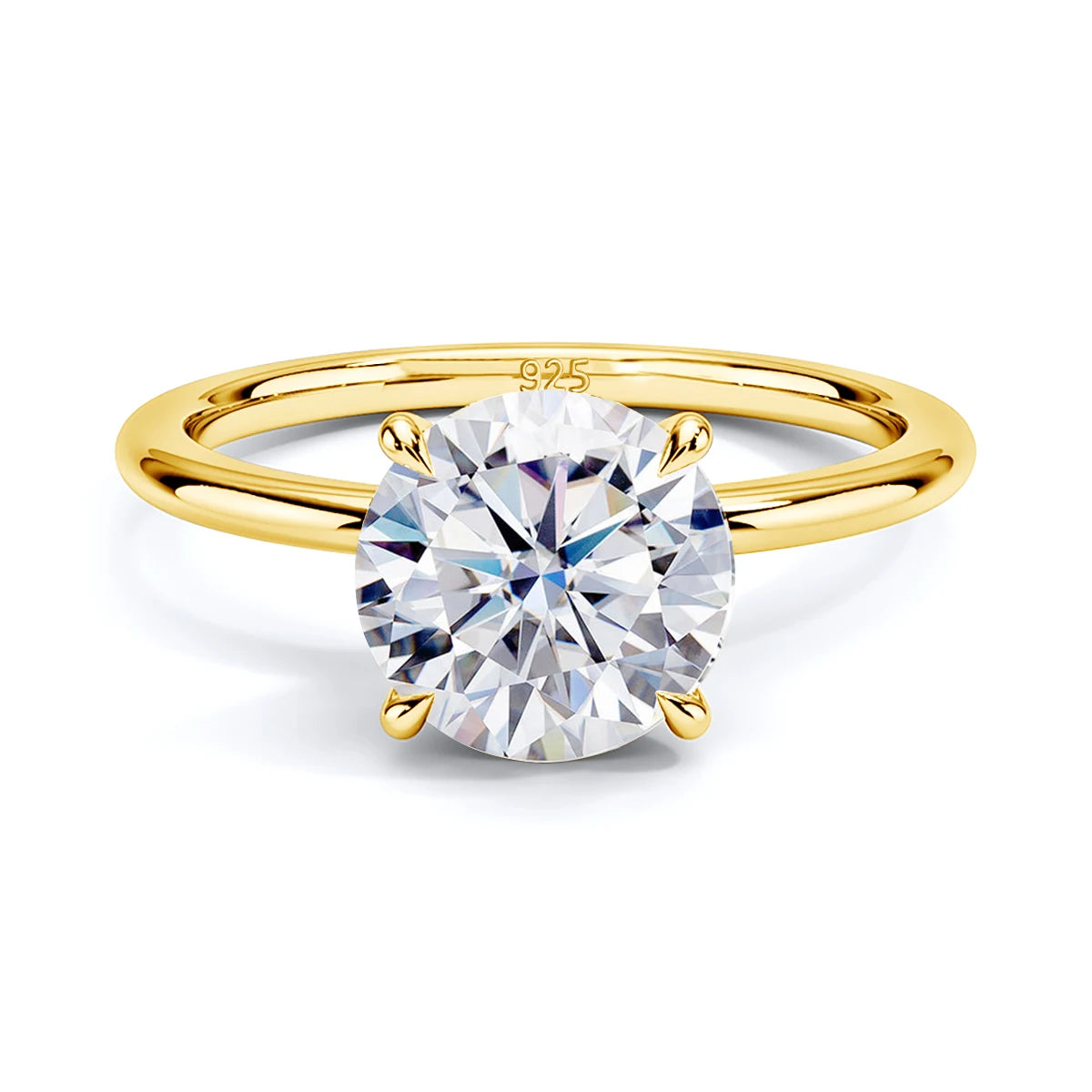Kirin Palace 3CT 2CT 1CT Moissanite Ring for Women Yellow/White Gold 9mm Round Cut D/VVS1 Solitaire Ring for Engagement Wedding