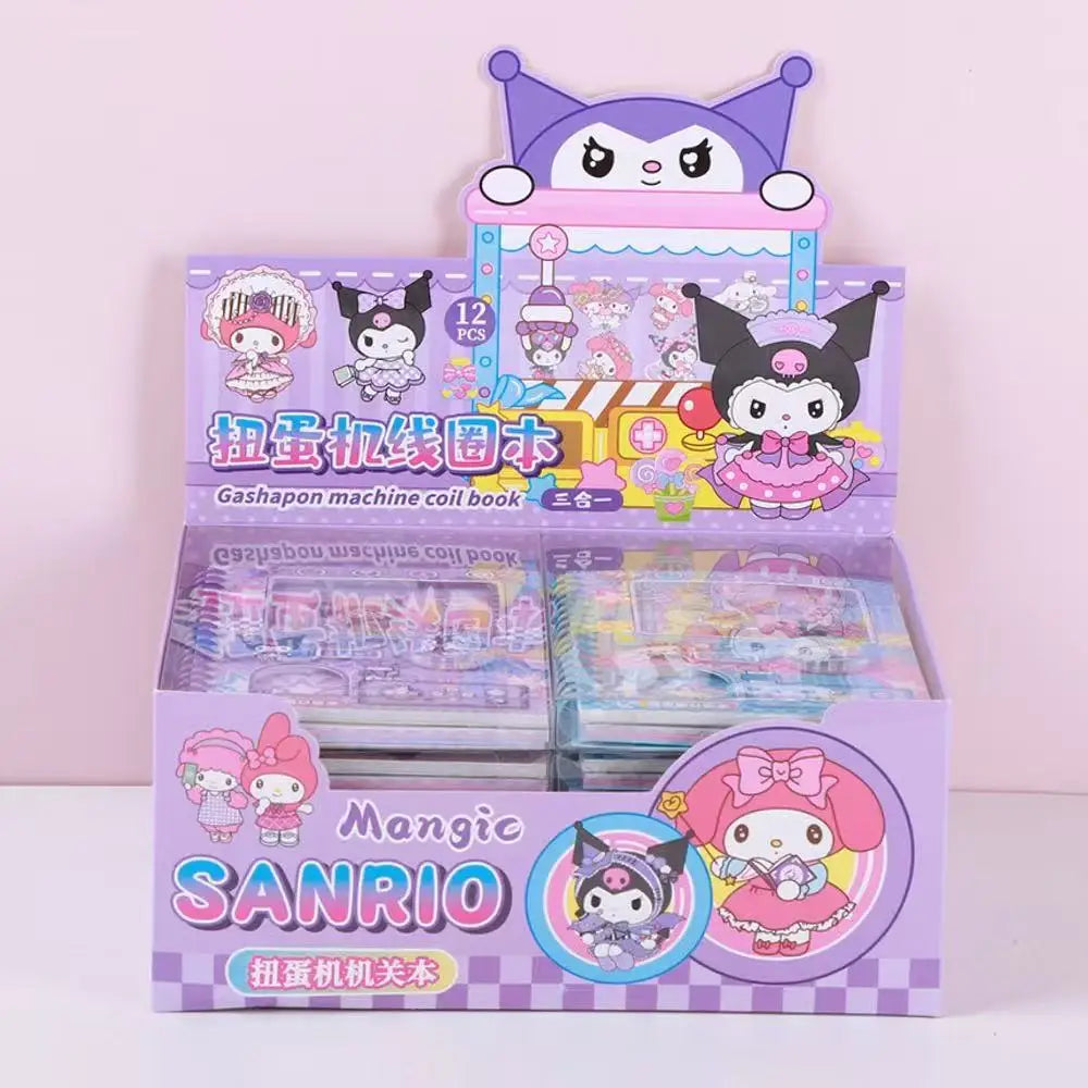 Sanrio Kuromi Gacha Mechanism Coil Notebook - Cute Cartoon Memo Diary for Kids, Fun Toy Reward & Bulk Gift Wholesale