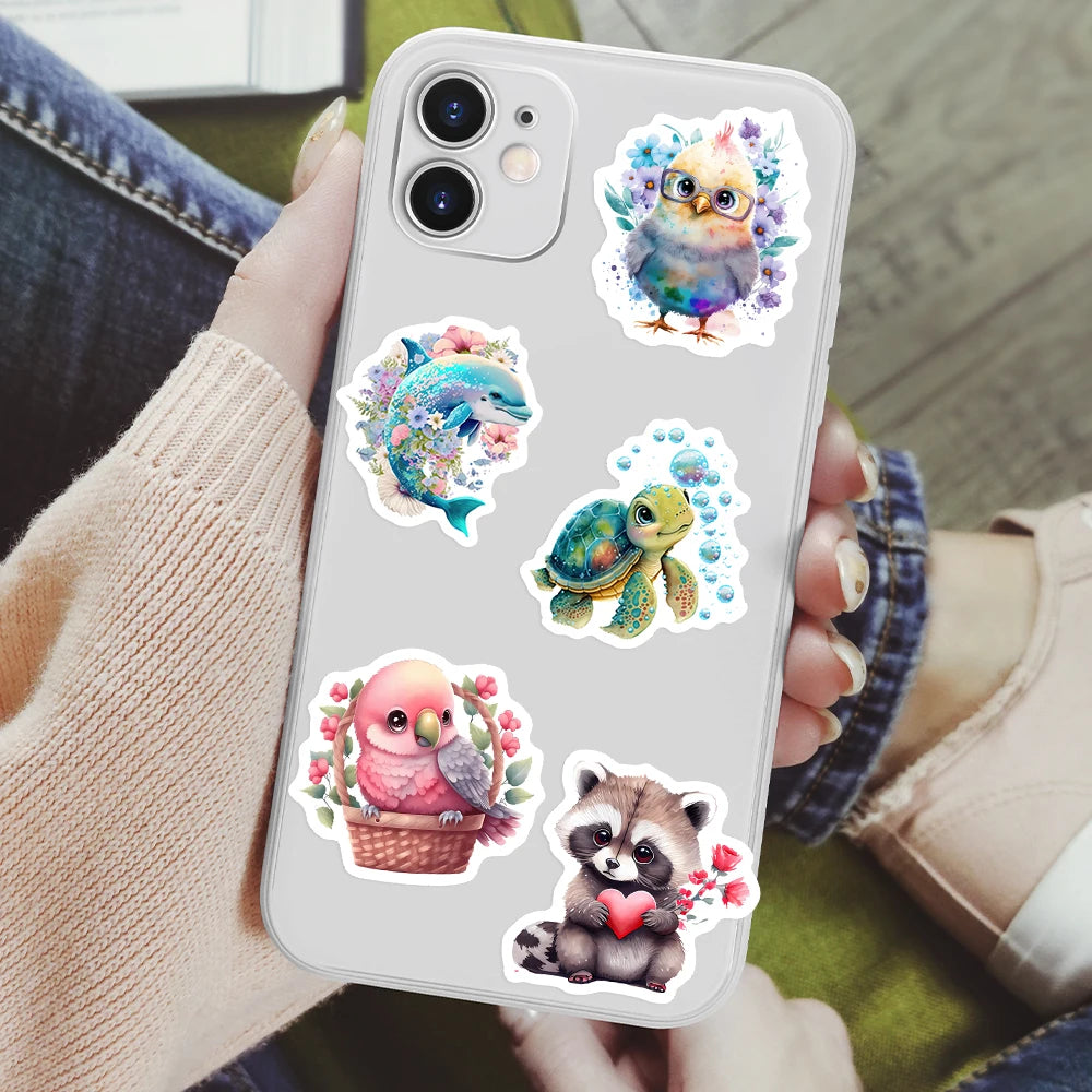 かわいい美的動物ステッカー 子供用 DIY おもちゃ 防水 グラフィティ デカール ジャーナル スクラップブック ノートパソコン 電話 荷物 装飾用